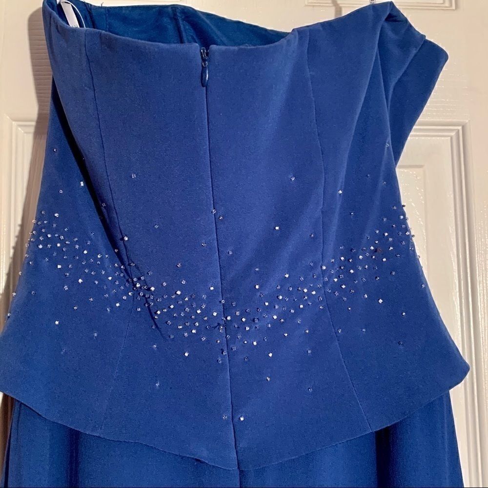 Blue Chiffon Belsoie Strapless Dress Size 8 NWT - Picture 5 of 6